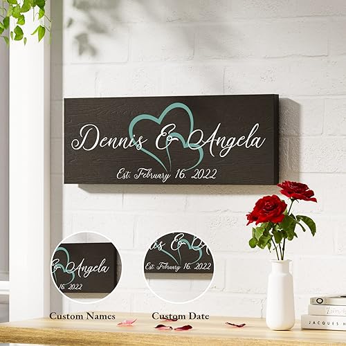 Miniatura 5 de Regalos de boda personalizados para recién casados | Regalo de pareja para aniversario | Letrero familiar de madera con fecha especial personalizada