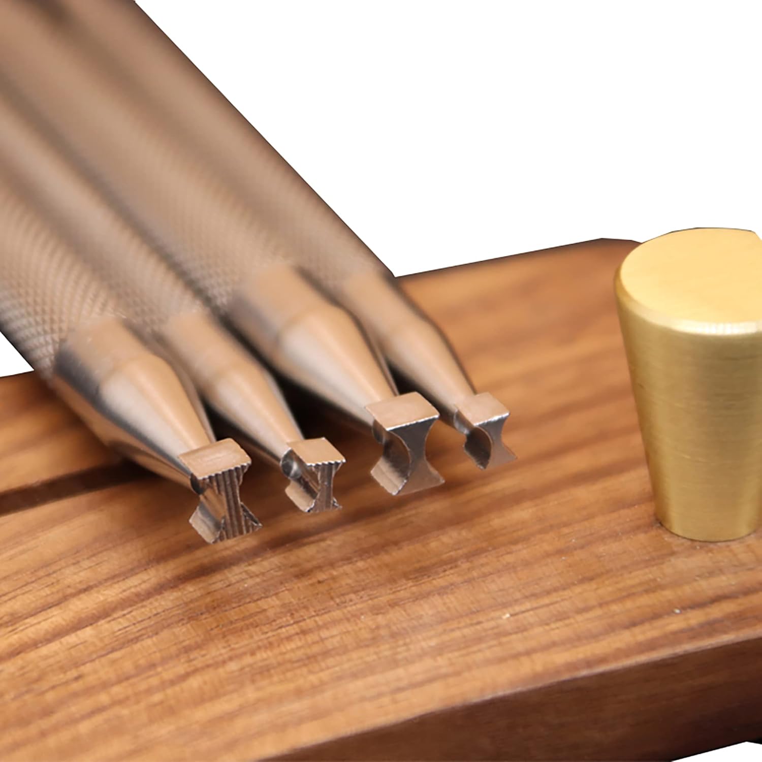 RUIQIN Leather Stamps, Glossy Funnel Leather Stamping Tools, Professional Leather Carving Tools, Leather Crafting Tools for Leather Working and Leathercraft (L-Glossy)