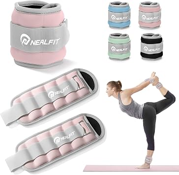 NEALFIT Ankle Wrist Weights, Adjustable Arm Leg Weights for Women Men, Secure Fit Non-Slip Exercise Weights for Home Workout, Running, Walking, Aerobics, Physical Therapy