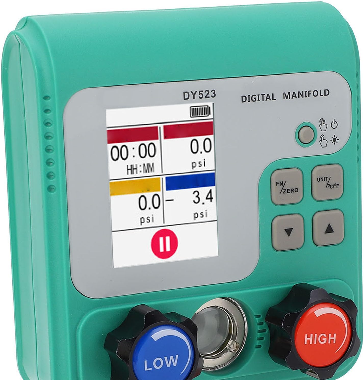 Walfront Car AC Pressure Meter, Digital Manifold HVAC Tester, Dual Way Pressure 0-6000 Kpa for AC Repair and Refrigerator Maintenance