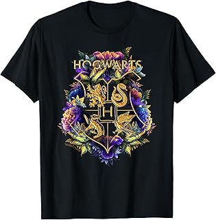 Hogwarts Multi-Colored Floral Crest T-Shirt