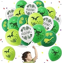Green White Balloons 12 Inch Latex Balloons with Ribbon for Kids Boys Birthday Party Decorations Pack of 40