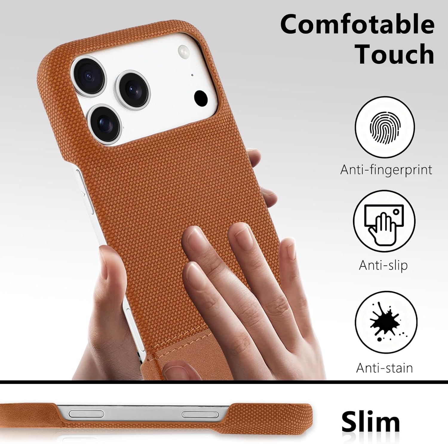 SOKAD Leather Case for iPhone 17 Pro Compatible with Magsafe, Vintage Elegant Design for Men Women, Thin Slim Half-Wrap Anti-Slip Protective Phone Case for iPhone 17 Pro 6.3", Dark Brown