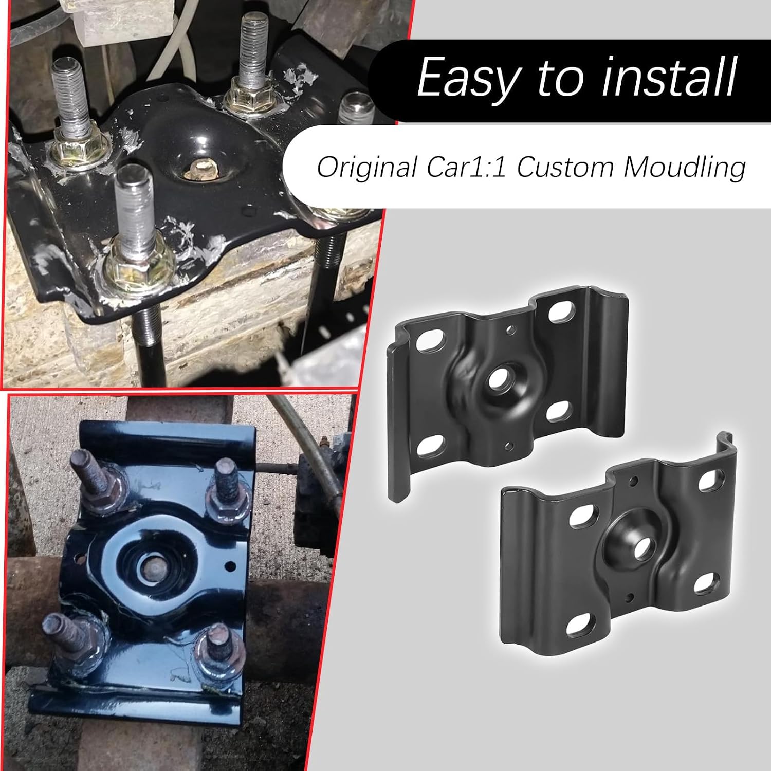 Pair Rear U Bolt Bracket Compatible with 1999-2010 F-250 F-350 Super Duty Bolt Top Plate Replace 3C3Z5798AA, 3C3Z-5798-AA