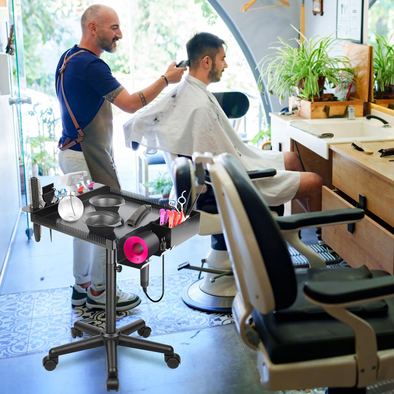 Multi-Function Rolling Salon Tray Cart with Adjustable Height