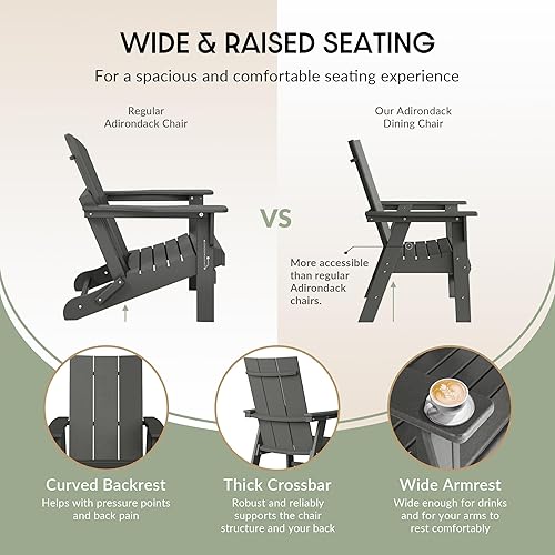Vista 24 de WestinTrends Malibu Malibu Patio al aire libre HDPE plástico Adirondack silla comedor teca