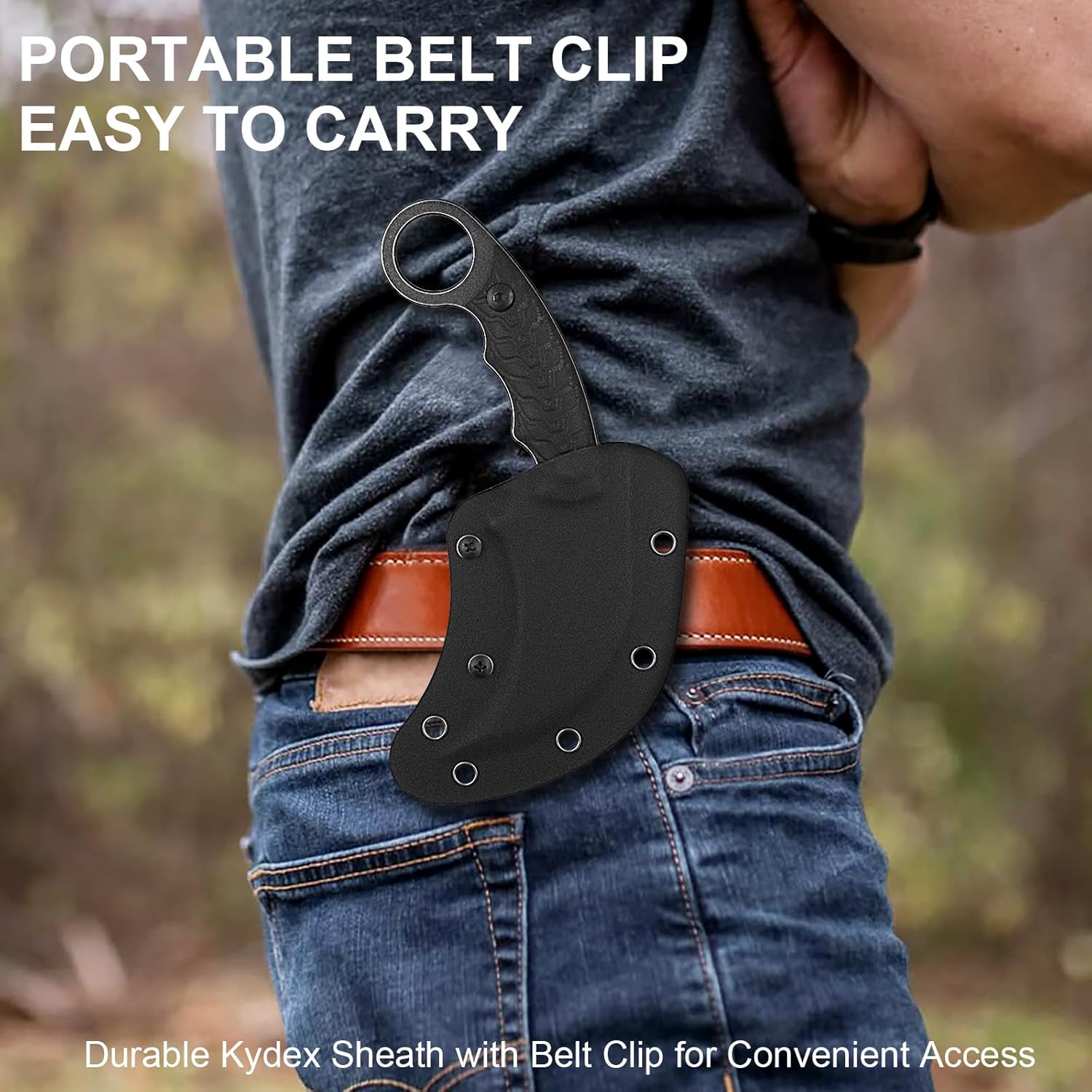 Karambit Knife, Karambit Fixed Blade, Claw Knife, 420HC Steel Blade, G10 Handle, Utility for Outdoor Survival, Camping, Hiking With Kydex Sheath
