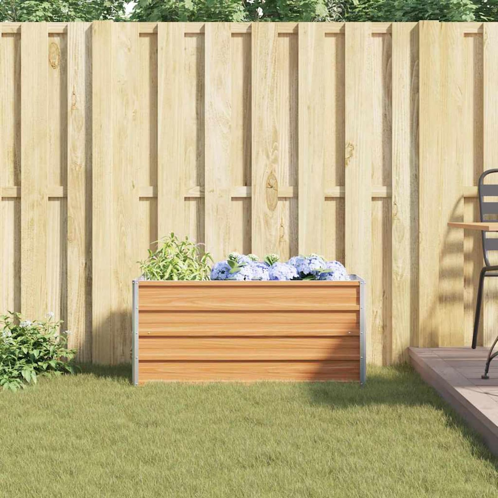 Gecheer Letto rialzato da Giardino, per orto e Fiori, 100 x 40 x 45 cm, in Acciaio zincato, con Fondo Aperto e Bordi Lisci, Ideale per balconi, terrazzi e Giardini