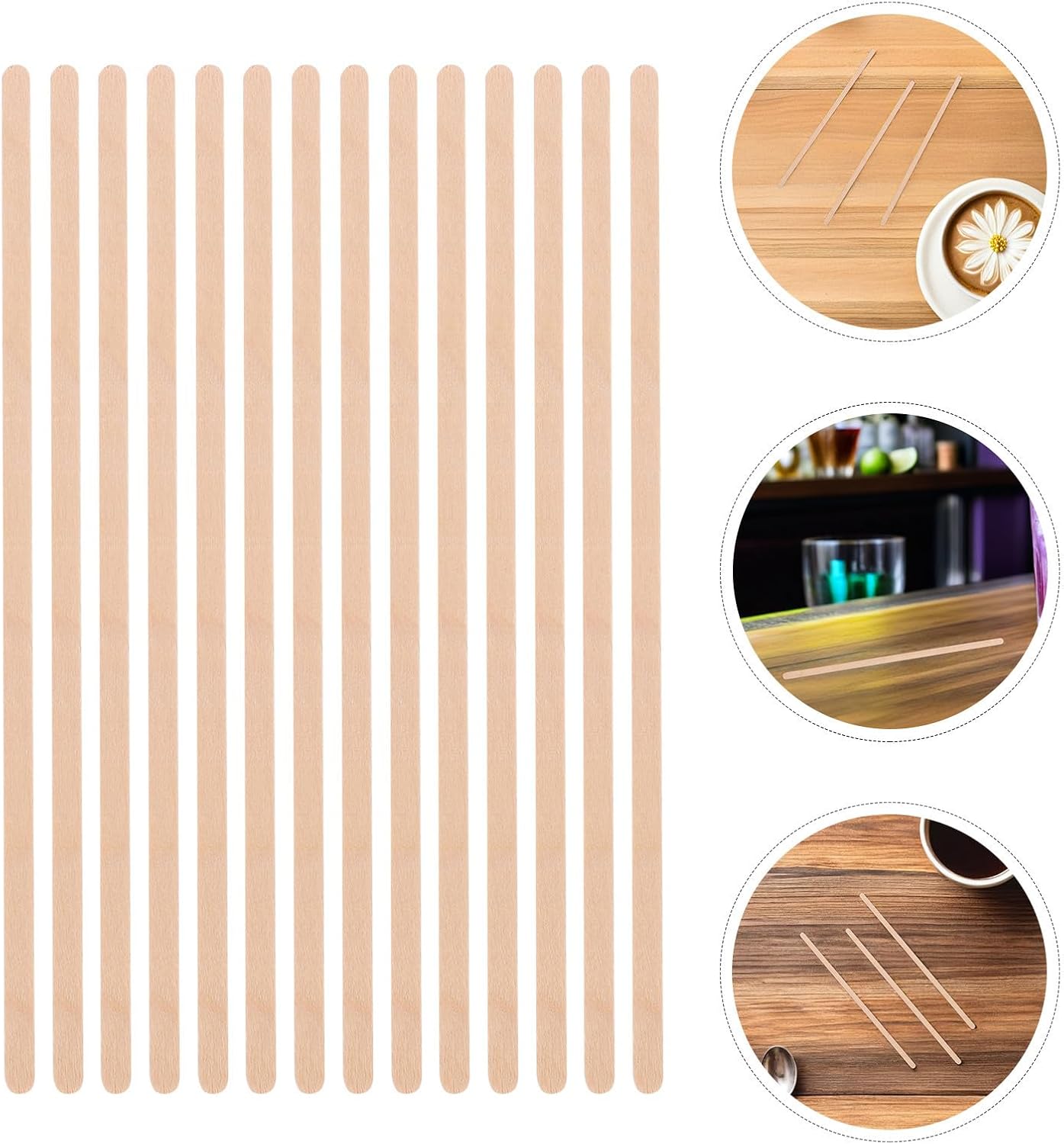 300pcs Disposable Wood Coffee Stirrers Drink Mixing Sticks | End Design, Thick Paper Wrap, Portable Bar Accessory, Tea Party Use