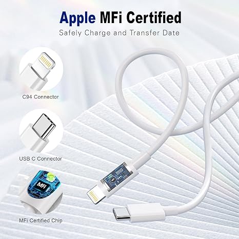 USB C to Lightning Cable 1M 2Pack [Apple MFi Certified] iPhone Fast Charger Cable USB-C iPhone charger Lead PD Charging Cable for iPhone 14 13 12 11 Pro Max XS XR 8 Plus