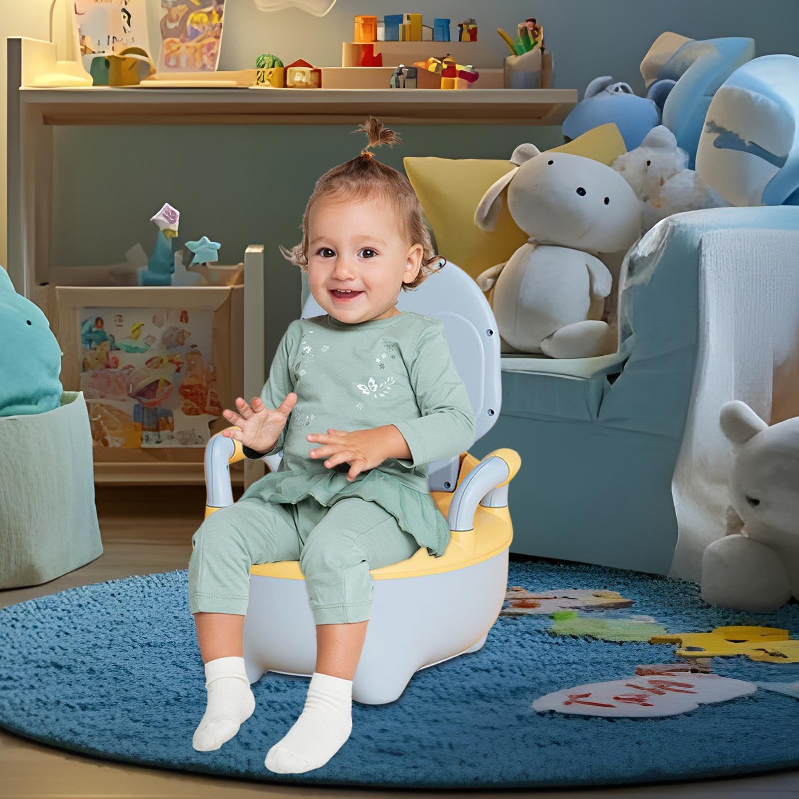 Kids Potty Training Toilet, Non-Slip Penguin Potty Chair, Portable Commode, Child-Friendly Urinal Design, Stable Base for Daycare, Outdoor Play, Preschool and Travel
