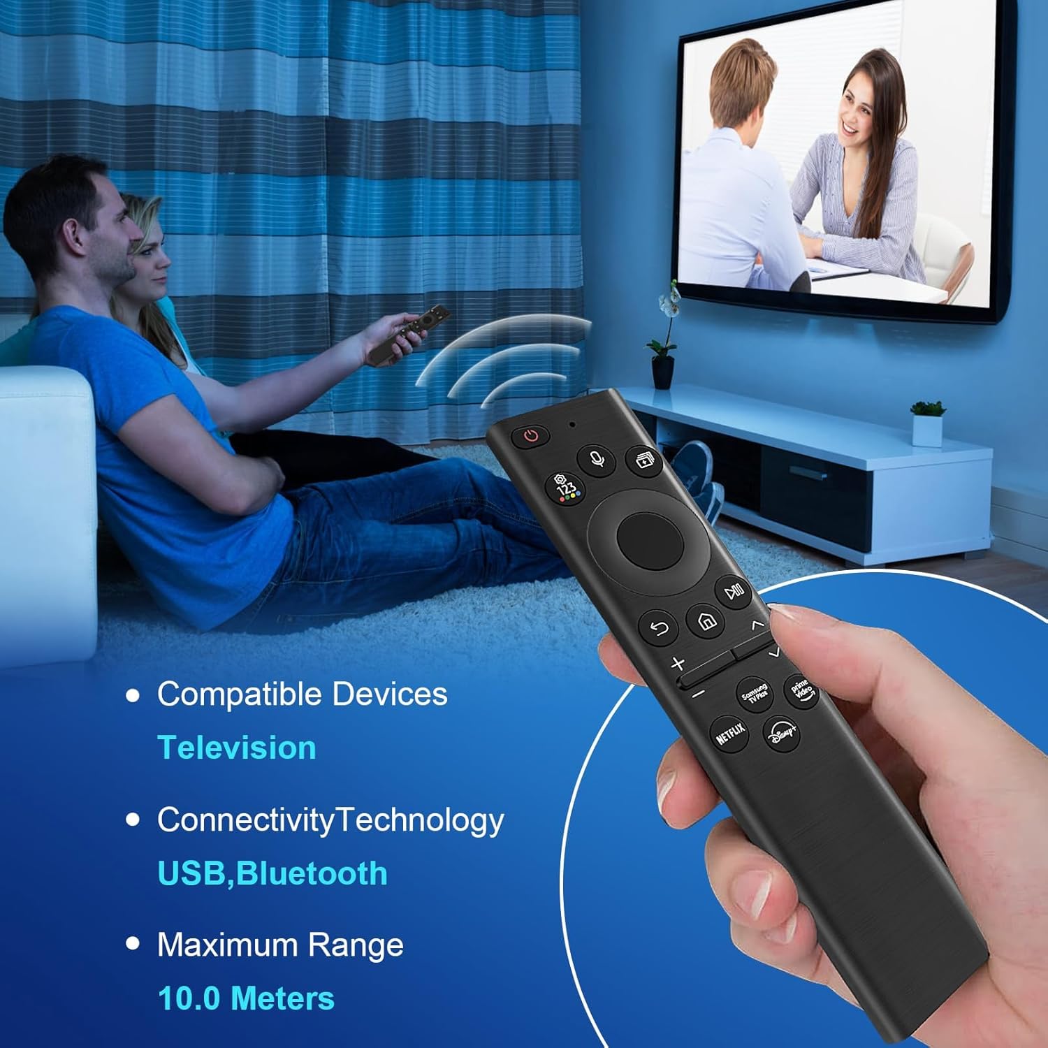 BN59-01385A Voice Replacement Remote Control for Samsung Smart Tvs 4k 8K Ultra HD Neo QLED OLED,The Frame and Crystal UHD Series 2021-2022 Models,Rechargeable Solar Cell and USB Type-C(Black) image 5 of 8 B0FP24QGRD