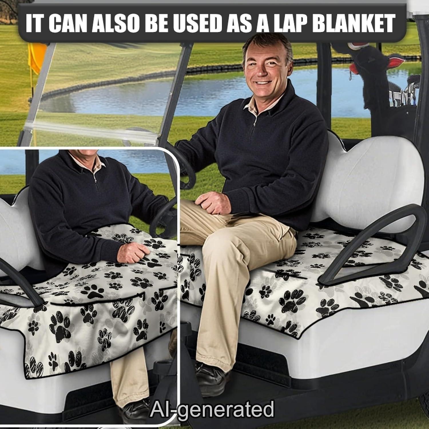 Universal Golf Cart Seat Covers for Women Men Non-Slip Golf Cart Seat Towel Blanket Golf Cart Accessories