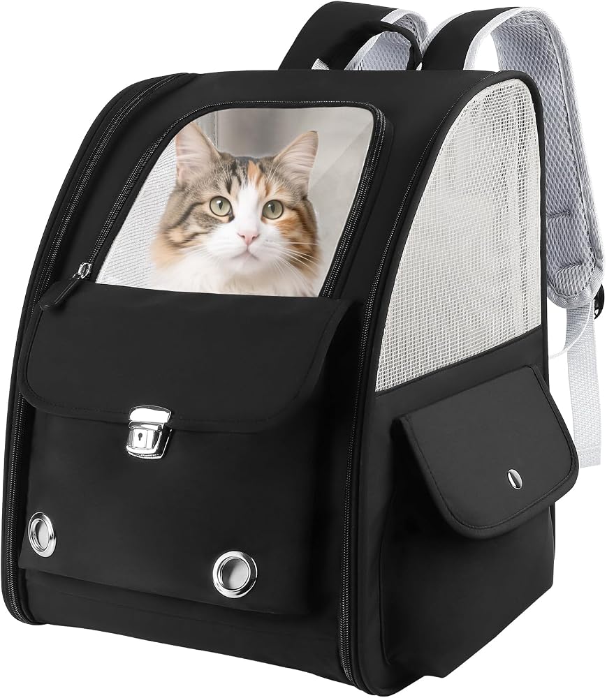Large Waterproof Pet Carrier Backpack, Transparent Window Fits up to 15 lbs — 사진 1