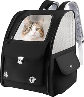 Large Waterproof Pet Carrier Backpack, Transparent Window Fits up to 15 lbs