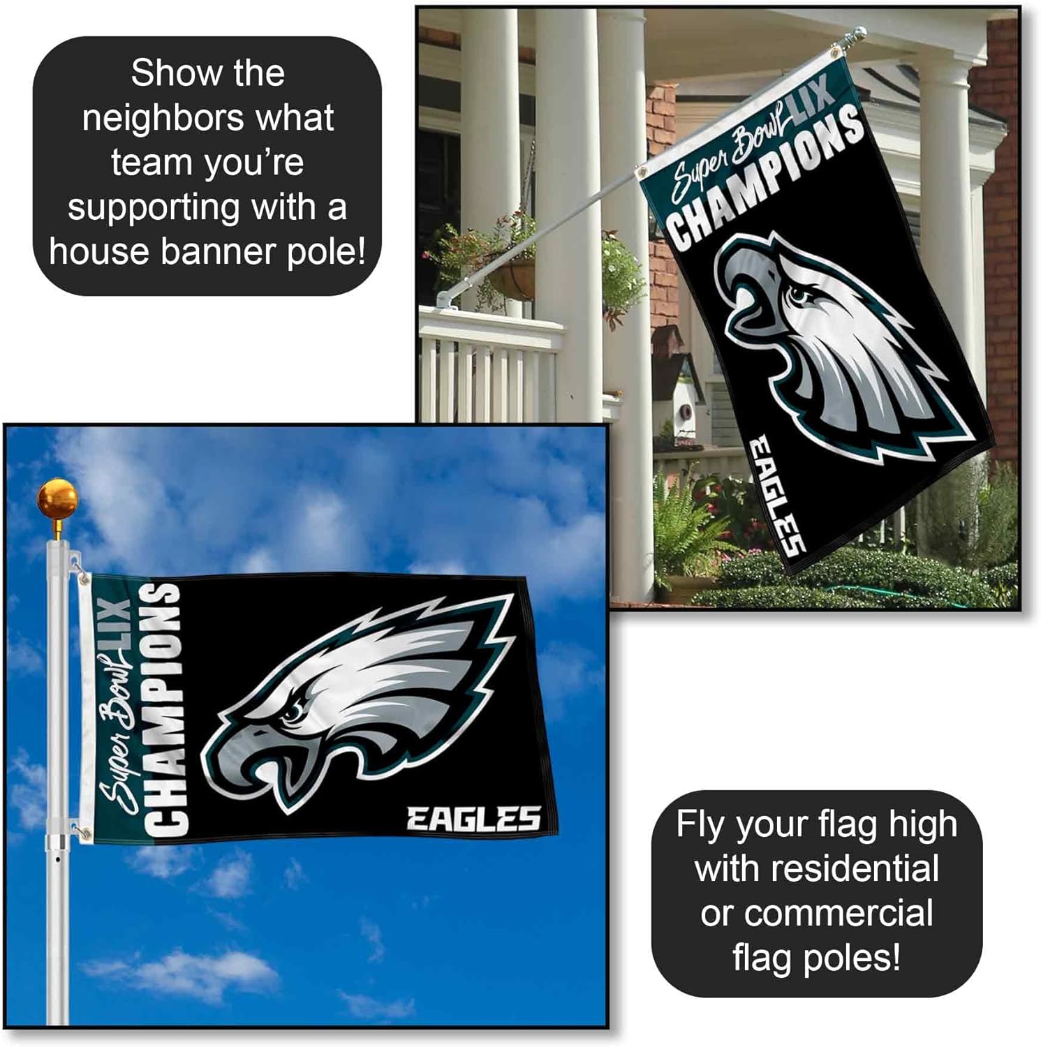 Philadelphia Eagles Super Bowl LIX Champions Flag Outdoor Indoor 3x5 Foot Banner