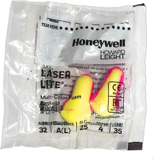100 Pairs of Howard Leight Laser Lite Individually Wrapped Ear Plugs
