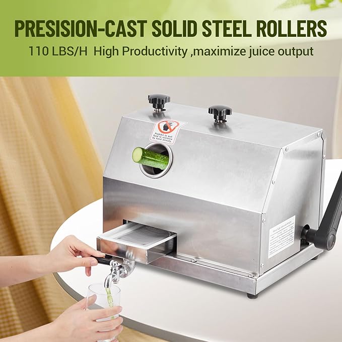 Extractor de Jugo de Caña Manual con 3 Rodillos de Acero Ino miniatura 4