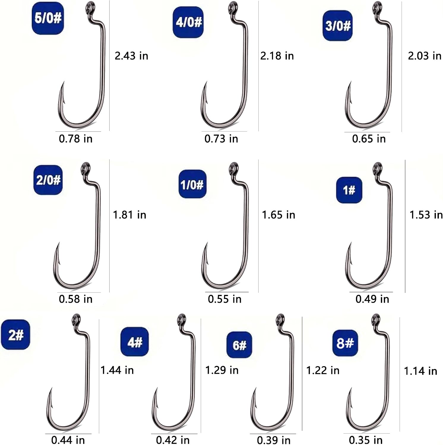 Bass Fishing Hooks 100pcs EWG Texas Rig Offset Worm Hook Fresh & Saltwater | High-Carbon Steel EWG Weedless Offset Hooks, Natural Bait Movement, Size 8#-5/0, Texas & Carolina Rigs for Bass & Snakehead