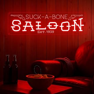 Custom Saloon Neon Sign for Man Cave Wall Decor, Personalized Western Bar LED Saloon Signs for Men Dad Father Gift, Customized Cowboy Bar Neon Lights for Lounge Home Pub Game Room BBQ Party Basement