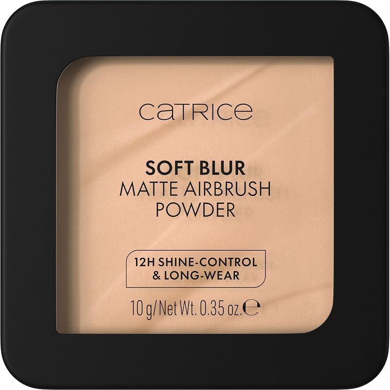 Catrice Soft Blur Matte Airbrush Powder, Pressed Powder, Vegan (020N) | Lightweight Setting Makeup, Blurs Pores & Imperfections, 12H Oil Control; Talc Free, Fragrance Free, Cruelty Free, 0.35 oz