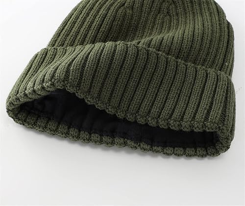 Miniatura 5 de Connectyle - Gorro de invierno con forro de felpa y puños para hombres y mujeres, gorro de lana con costuras, gorro de calavera cálido, gorro