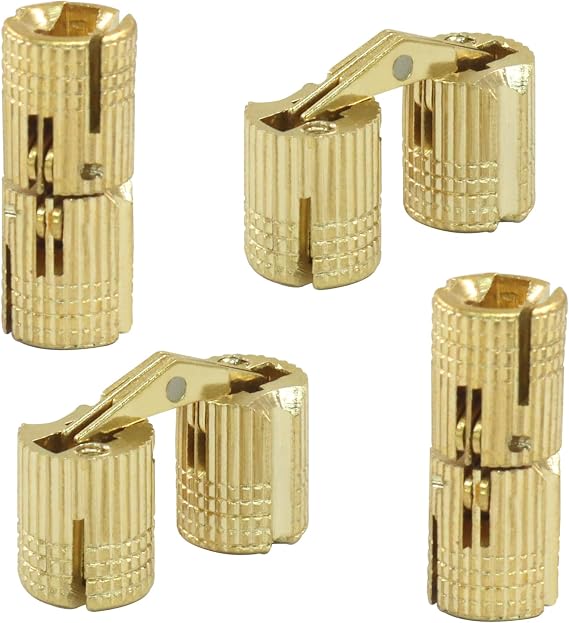 12 Pack 8 mm Hidden Brass Barrel Hinges, Furniture Concealed Hinges with 180 Degree Opening Angle for Jewelry Box DIY Hand Craft