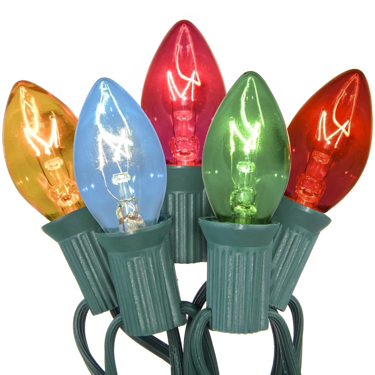 SUNSGNE 25Ft Multicolor Christmas Lights, C7 Incandescent Christmas Light with