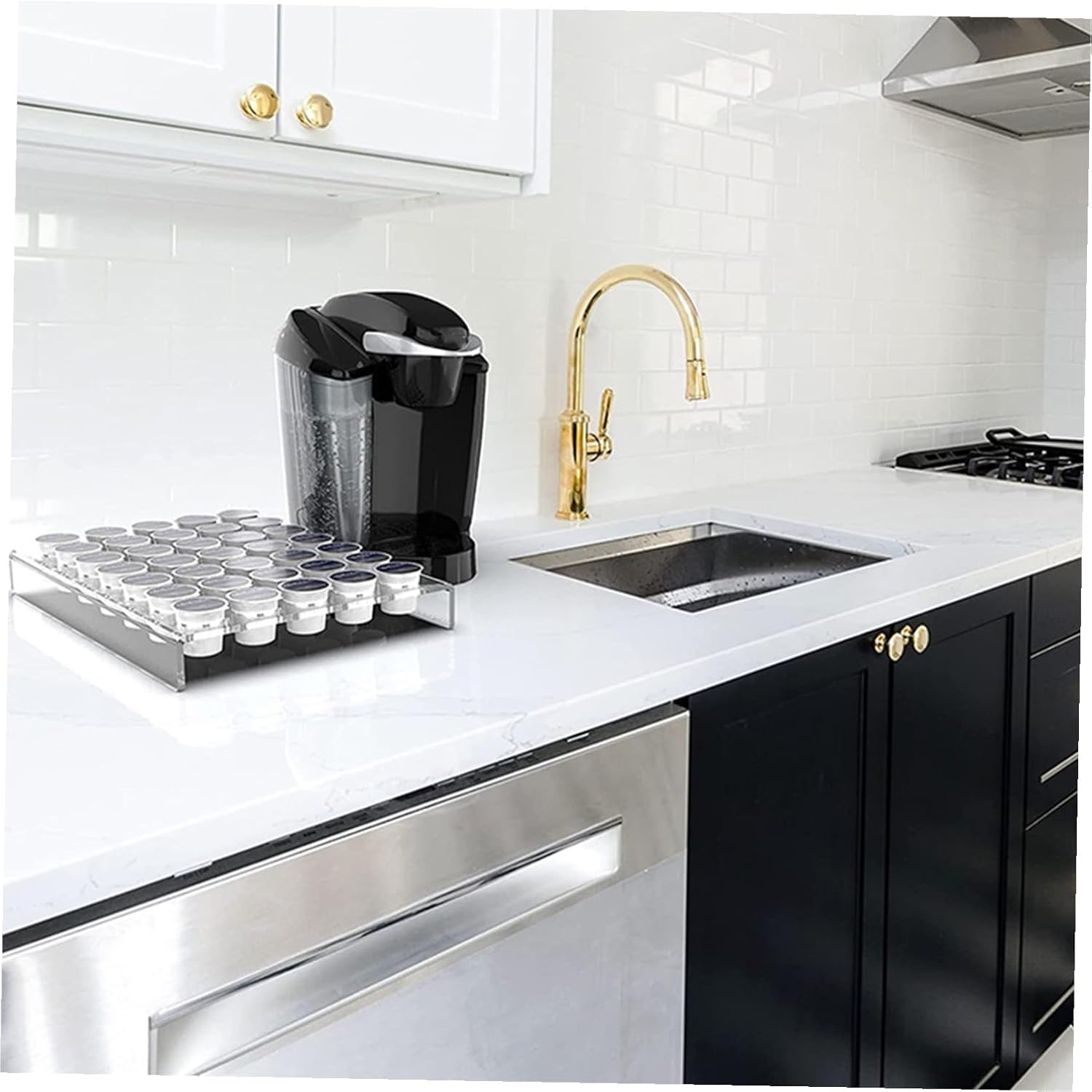 FUOYLOO Transparent Acrylic Coffee Pod Holder Rack Coffee Capsule Organizer Stand for Countertop for Easy Access