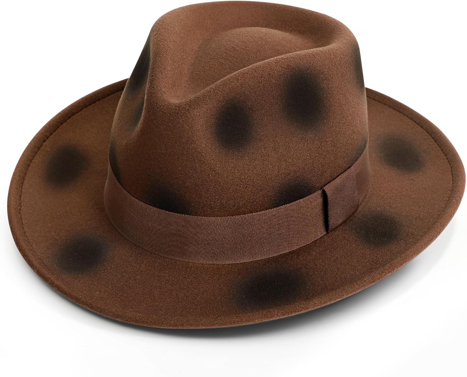 ZEKLZD Burned Brown Fedora Hat for Adult,Zombie Nightmare Hats,Horror Movie Killer Cosplay Halloween Costume Accessory