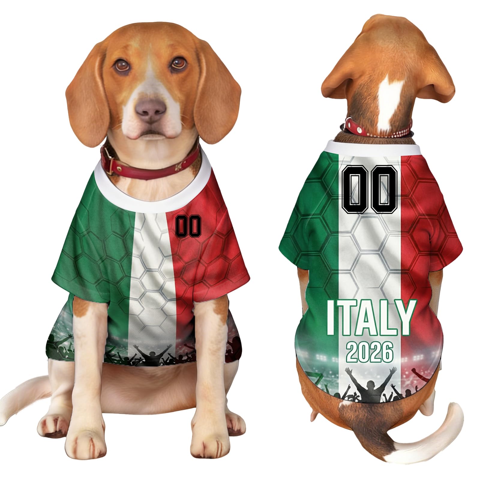 Custom Dog Tshirt World Cup Football,Personalized Number Dog T Shirt For Small Medium Dogs Pet Clothes For Outdoor Walks Multiple Gift For Dog Lovers (Style R)