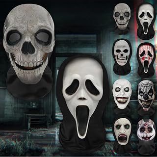 [TattiOut] お面 仮面 2枚 3D メッシュ生地 全頭マスク 怖い マスク ハロウィン コスプレ ホラー 仮装 かっこいい