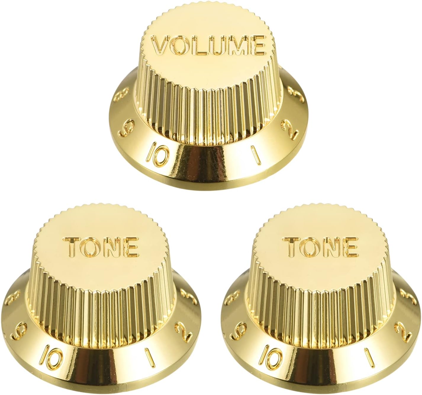 MECCANIXITY Speed Control Knobs 6mm ID 1 Volume 2 Tone Top Hat Guitar Bell Knobs for ST/SQ Electric Guitar Plastic White with Black Character