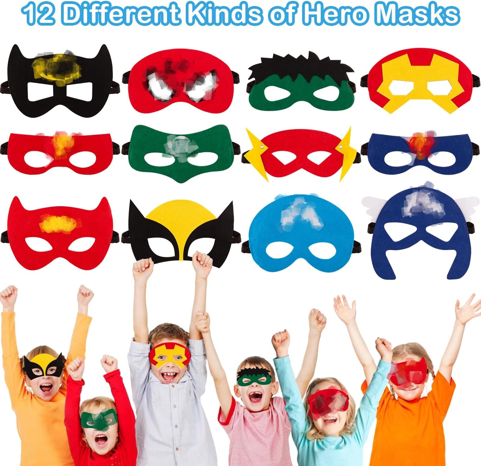 110pcs Hero Party Bags Fillers Set, Super Party Bags For Kids With 12 Masks, 50 Stickers, 12 Keychains, 12 Slap Bands, 12 Gift Bags, 12 Shoes Decorations For Kids Diy Party Gifts, Birthday Decoration