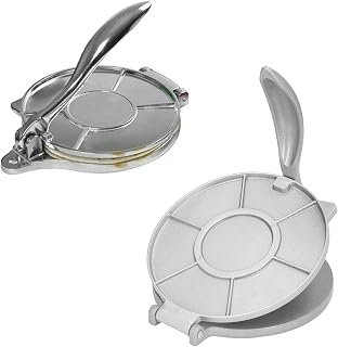 7.7in Tortilla Press, Aluminum Alloy Silver Heavy Duty Quesadilla Maker Round Pre Seasoned Roti Maker for Homemade Flatbreads Rotis Empanadas