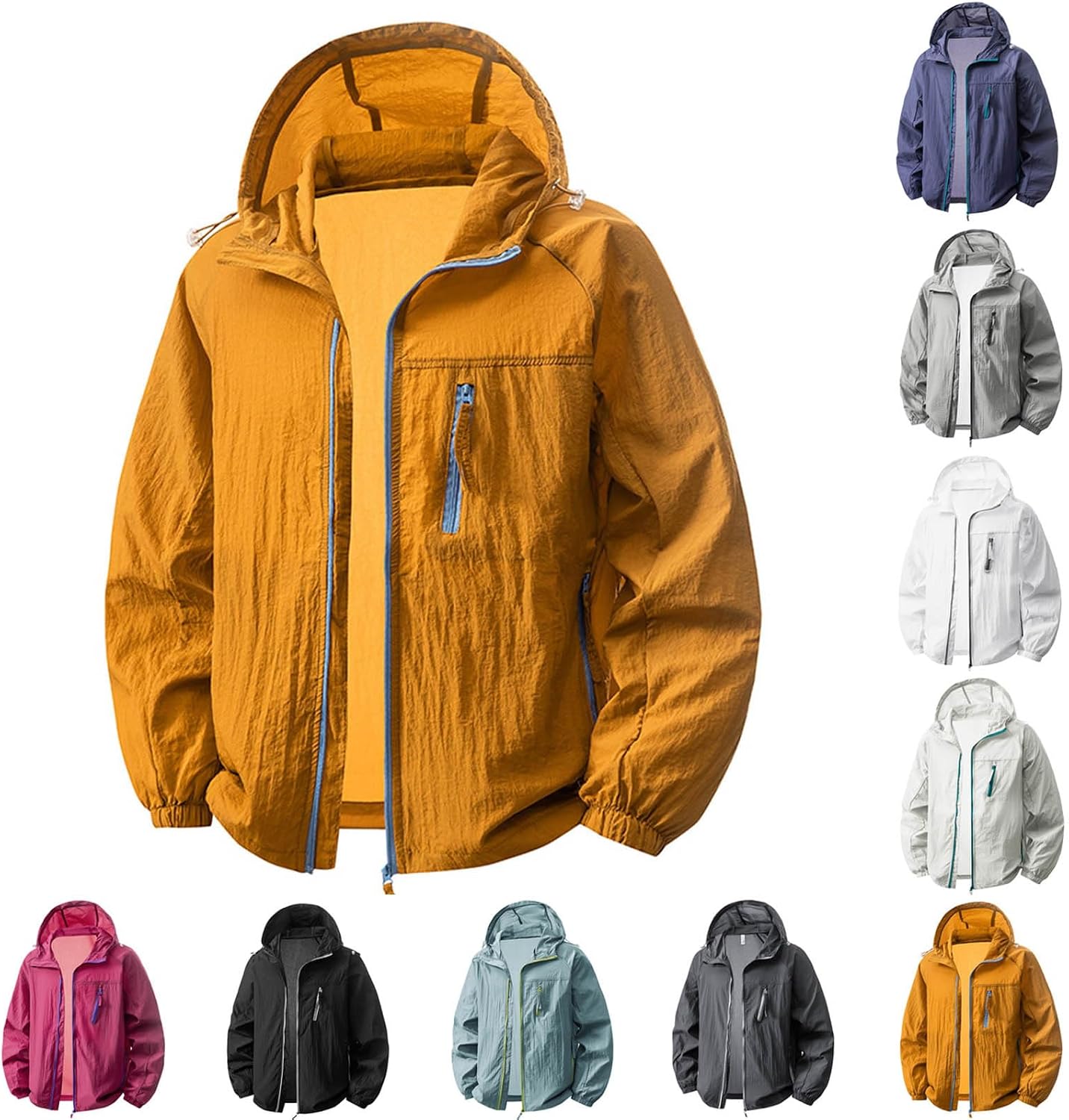 Cambkatl Men's UPF 50+ Sun Protection Hoodie Jacket Full Zip Lightweight Loose Long Sleeve Outdoor Fishing Shirts