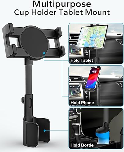 Miniatura 4 de GDZN Soporte para tablet para portavasos de automóvil – [apto para botellas] Soporte para tableta de coche/camión, soporte para tableta, expansor de