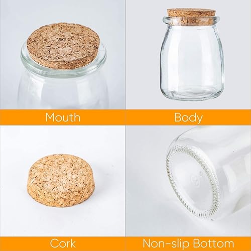 Miniatura 3 de Brajttt Tarros de vidrio, mini tarros de yogur, paquete de 40, tarros de recuerdo de 7 onzas con tapas de corcho, recipientes de pudín con tapas,