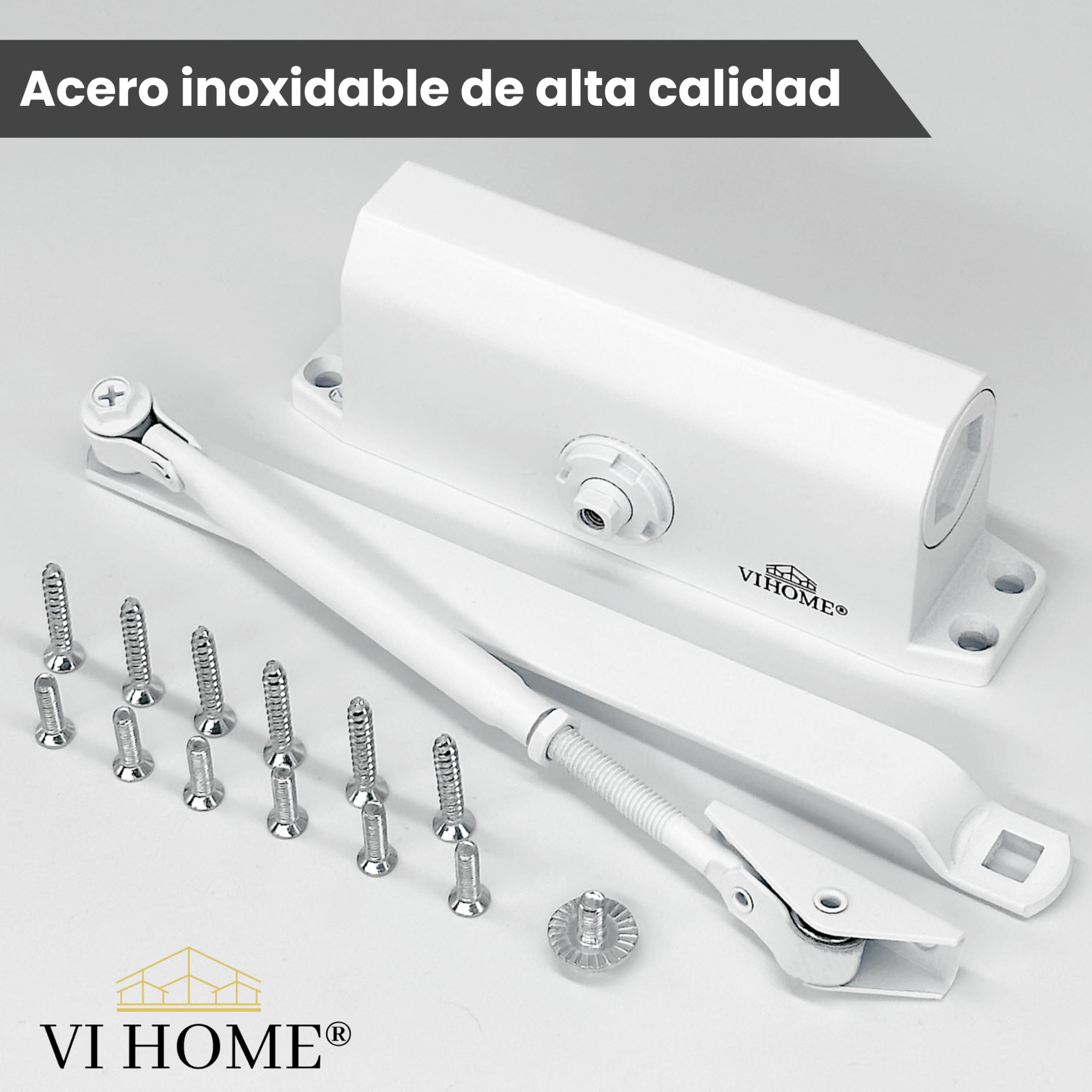 Cierrapuertas Automatico Ajustable Con Retenedor 60kg / Muelle Puerta Con Sistema Hidraulico/Cierra Puertas Automatico/Cierre Automatico (Blanco)
