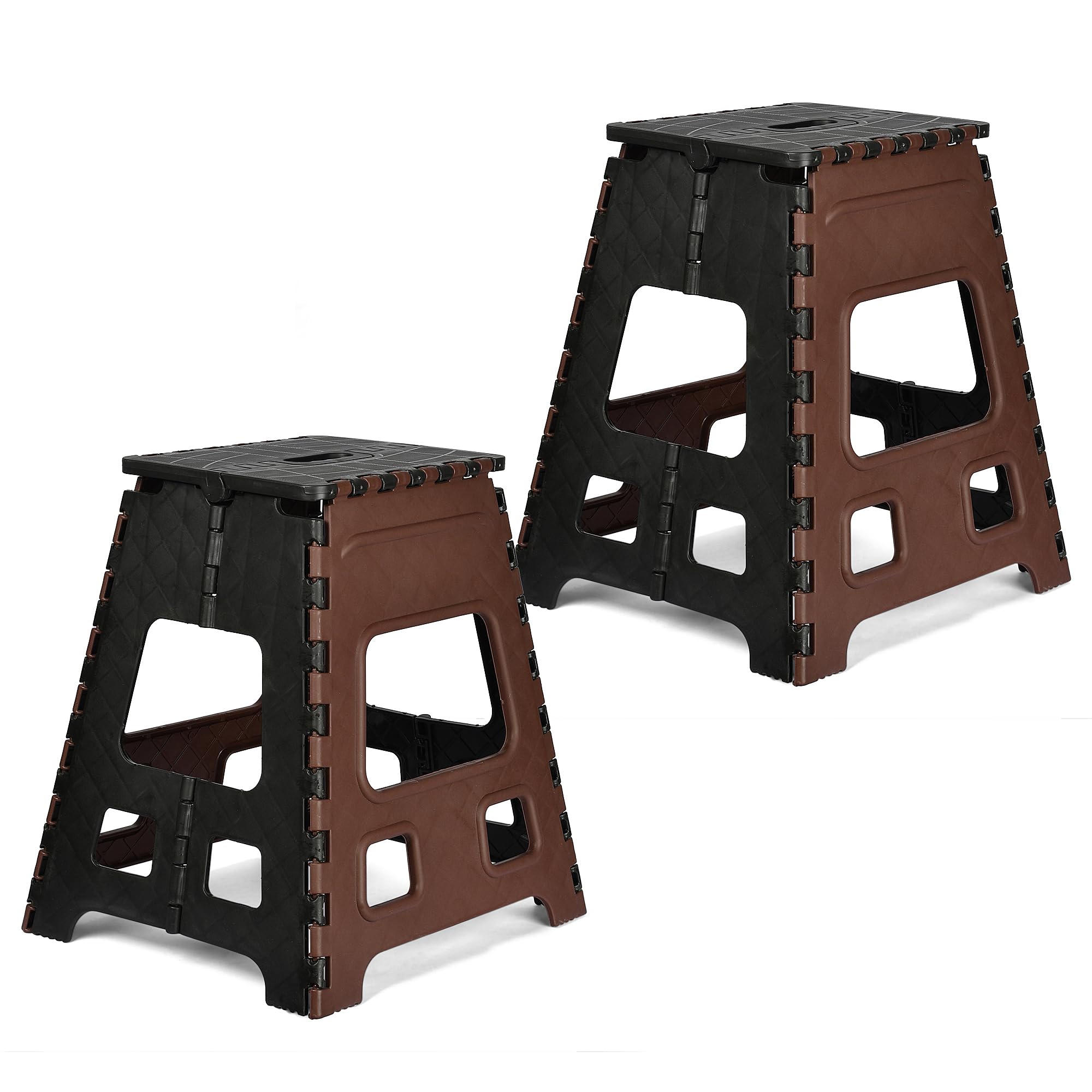 Kuber Industries Pack of 2 Stool | Stool for Outdoor-Fishing-Hiking-Gardening | Foldable Stool | Collapsible Camping Chair | Portable Stool | Multipurpose Sitting Stool | Large | Brown & Black