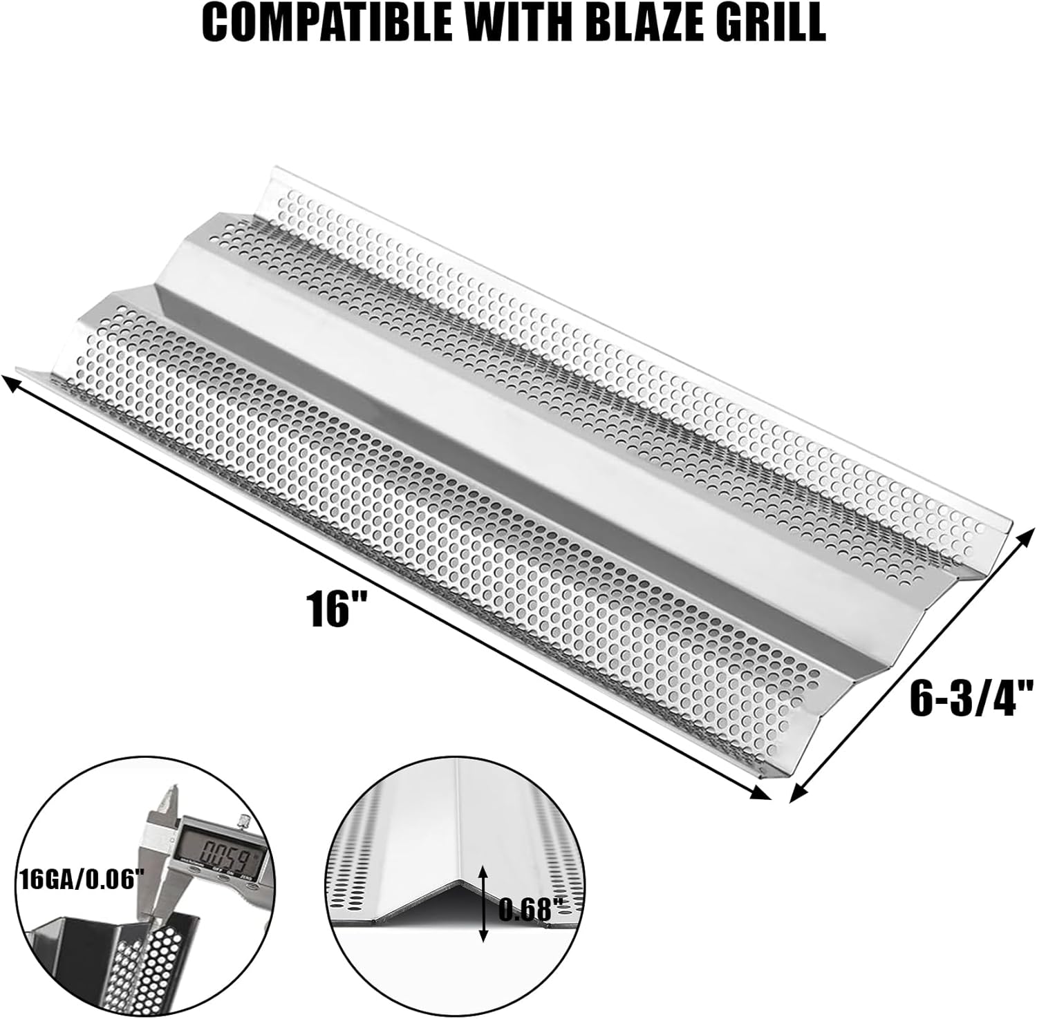 Flame Tamer Grill Replacement Parts for Blaze Grill BLZ-4 BLZ-4-Cart BLZ-4-LP BLZ-4-NG 32-Inch 25-Inch 40-Inch 3-5 Burner Grills Stainless Steel Heat Tent Shields for Even Heat & Smoky Flavor