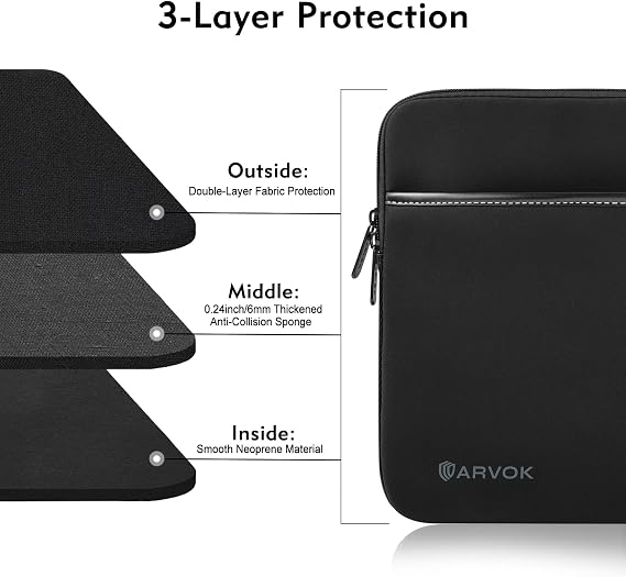 ARVOK Laptop Sleeve for MacBook Air/Pro 15-16 inch, Notebook Computer Tablet Pouch Cover for HP/Dell/Lenovo/Asus/Acer/Samsung, Water Resistant Neoprene Laptop Case with Pocket, Black (15 inch)