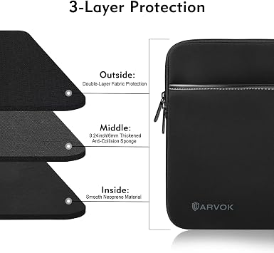 ARVOK Laptop Sleeve for MacBook Air/Pro 15-16 inch, Notebook Computer Tablet Pouch Cover for HP/Dell/Lenovo/Asus/Acer/Samsung, Water Resistant Neoprene Laptop Case with Pocket, Black (15 inch)