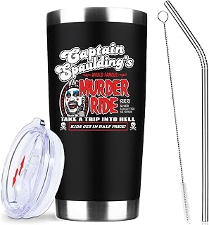 20oz Movie Murder Ride Graphic Insulated Stainless Steel Tumbler with Lid | Double Wall Insulated Mug, Retro Horror Design, Gift for Horror Movie Fans Gothic Lovers, Fits Halloween Birthday Christmas