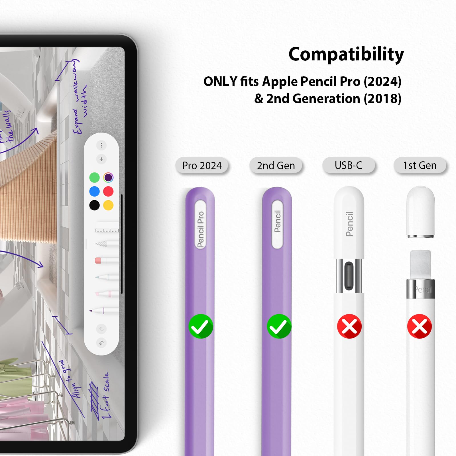 iPadアクセサリー abc Apple PencilPro DAUROTA Capa fina de silicone macio compatível com Apple Pencil 2ª