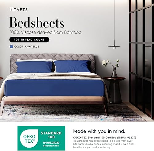 Miniatura 2 de TAFTS-Sábanas de bambú tamaño Matrimonial - Juego de sábanas de viscosa de bambú 100% puro - Sábanas de bambú 400TC - 4 piezas - 17 pulgadas Deep