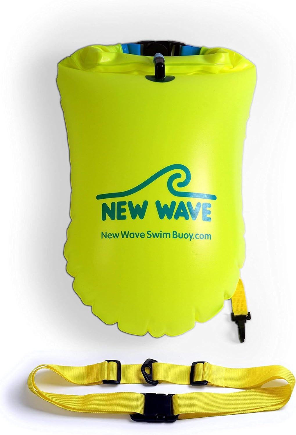 New Wave Swim Buoy 20L PVC Fluo Green and Phone Pouch Bundle