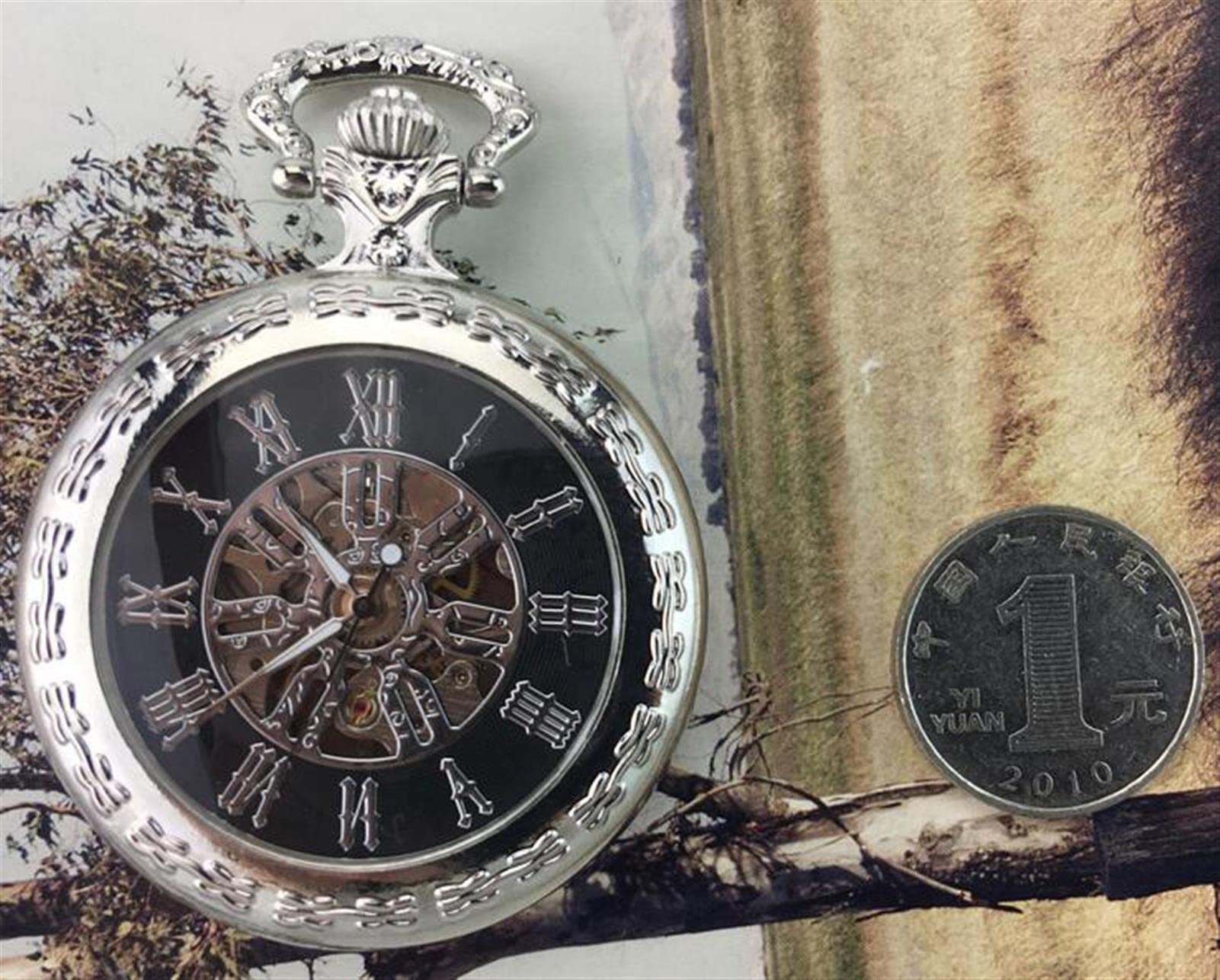 Zegarki kieszonkowe, Męskie zegarki kieszonkowe w stylu vintage(Silver)