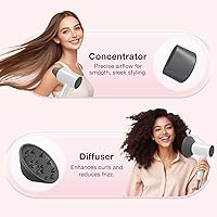 Vista 5 de Blow Dryer with Diffuser, 1875W Fast-Drying, Foldable, Ionic Turbo Hair Dryer with Diffuser & Concentrator Nozzle, Compact, 3 Heat & 2 Speed