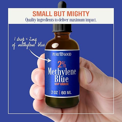 Miniatura 4 de Azul de metileno de grado farmacéutico al 2% (2.0 fl oz), probado por terceros grado USP para humanos, formaldehído y sin alcohol, azul de metileno